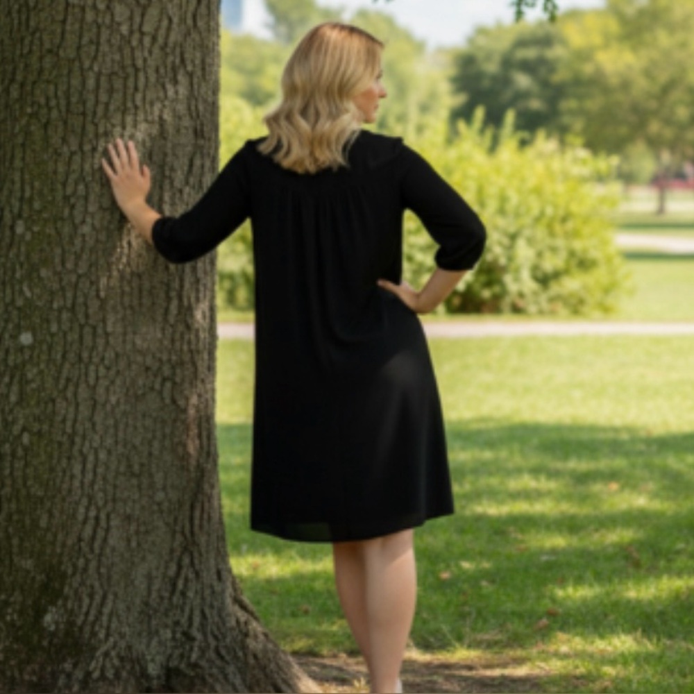 Skies are Blue Black Embroidered Boho Dress - Picture 3 of 10
